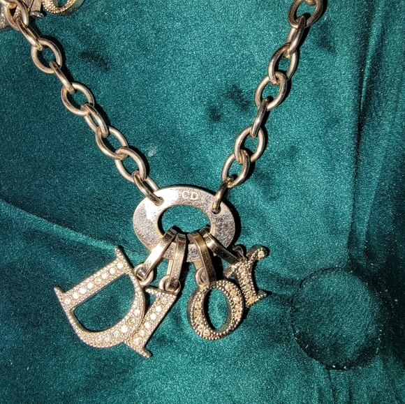 Pre Owned, DIOR charm gold crystal necklace and earings set. - Picture 6 of 8